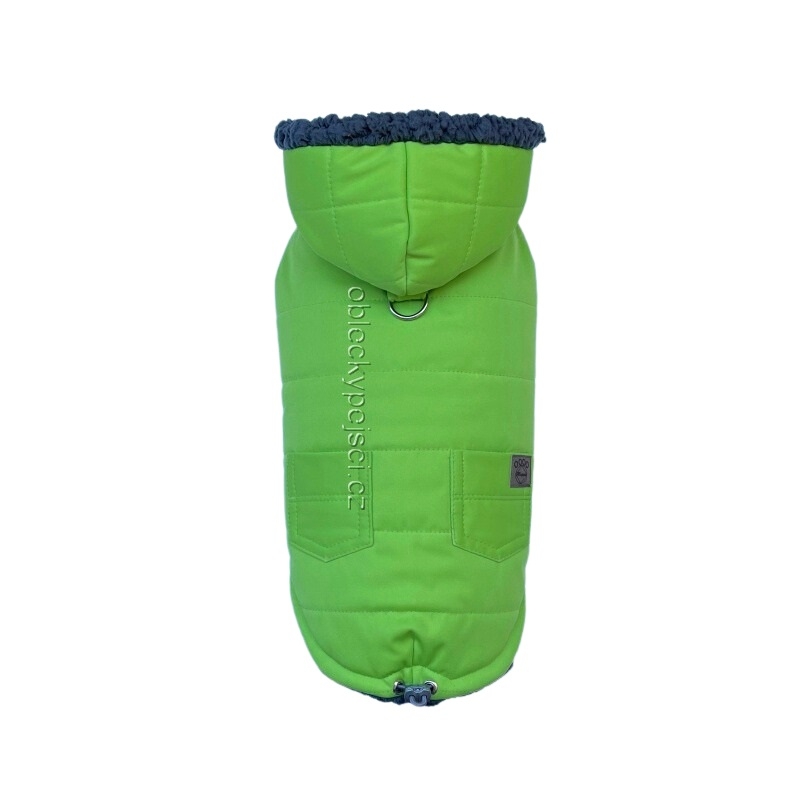 Zimní soft. bunda Zelená s kapucí